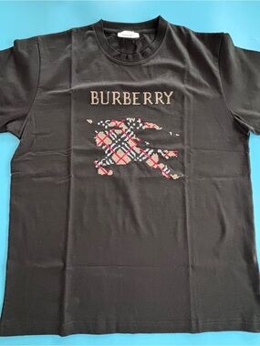 Burberry Black Logo Plaid Runner T-Shirt